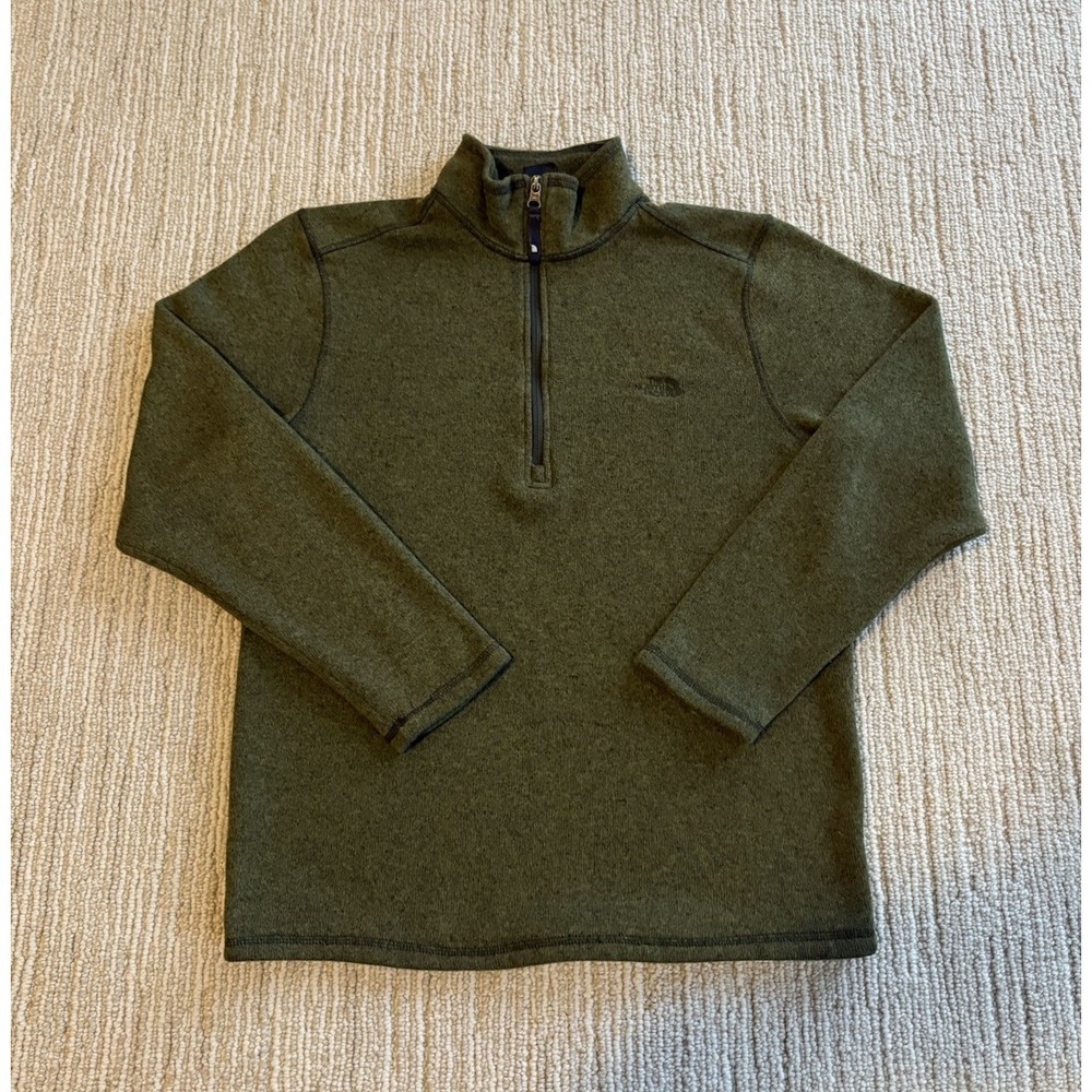 The North Face Better Sweater Quarter Zip Pullover Men's Medium Olive Green Knit